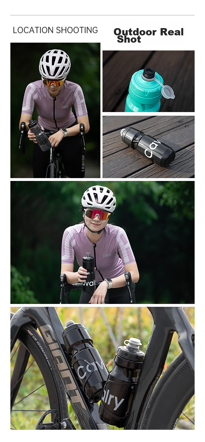 CAVALRY Bicycle Water Bottle Sports Hydration System for Running, Hiking, Rock Climbing, Outdoor Travel, Mountain Biking, Road Cycling, And Folding Bikes Cycling Equipment Black 620ML 12