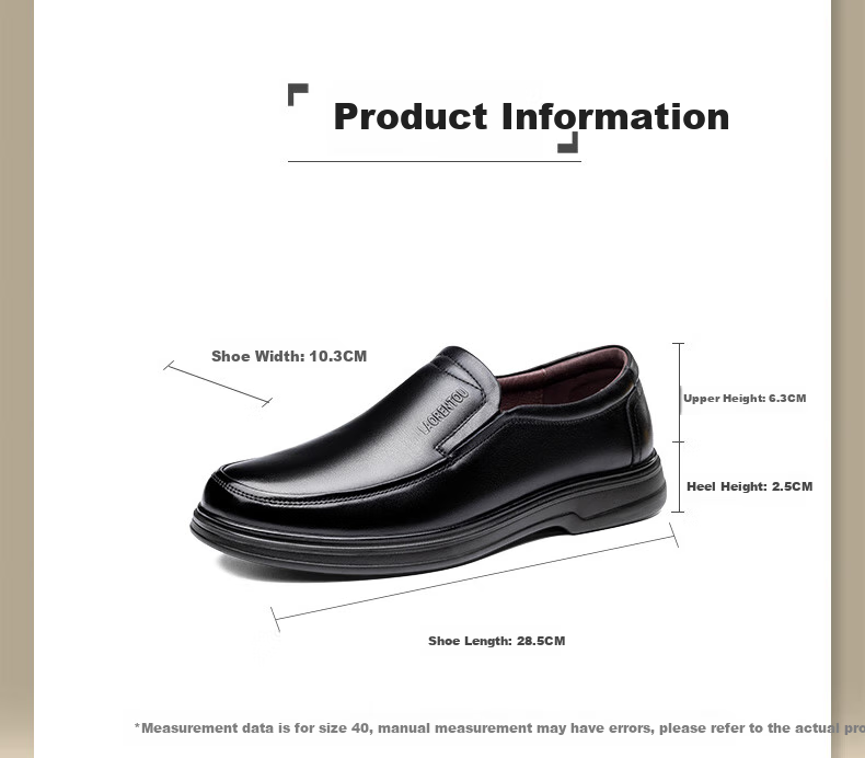 LAORENTOU Men's Leather Shoes, Business Casual Shoes, Spring And Autumn Soft-Soled Cowhide Formal Wedding Dad Shoes, LA102 Black, Size 43 1