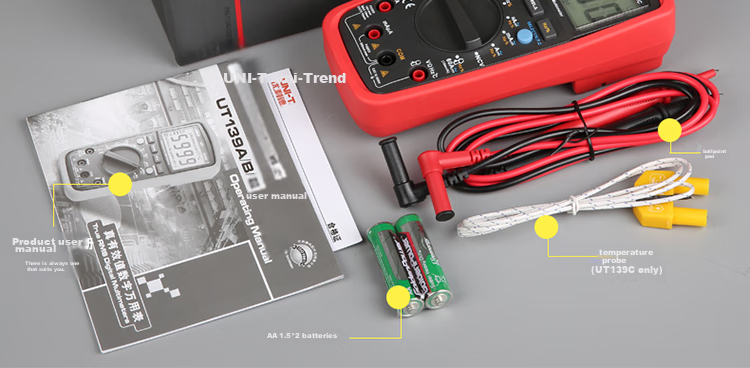 UNI-T UT136C+, Auto-Ranging Digital Multimeter, Universal Meter, Electrician's Meter for Home Use, High Precision, Backlit with Temperature Measurement Functio 15