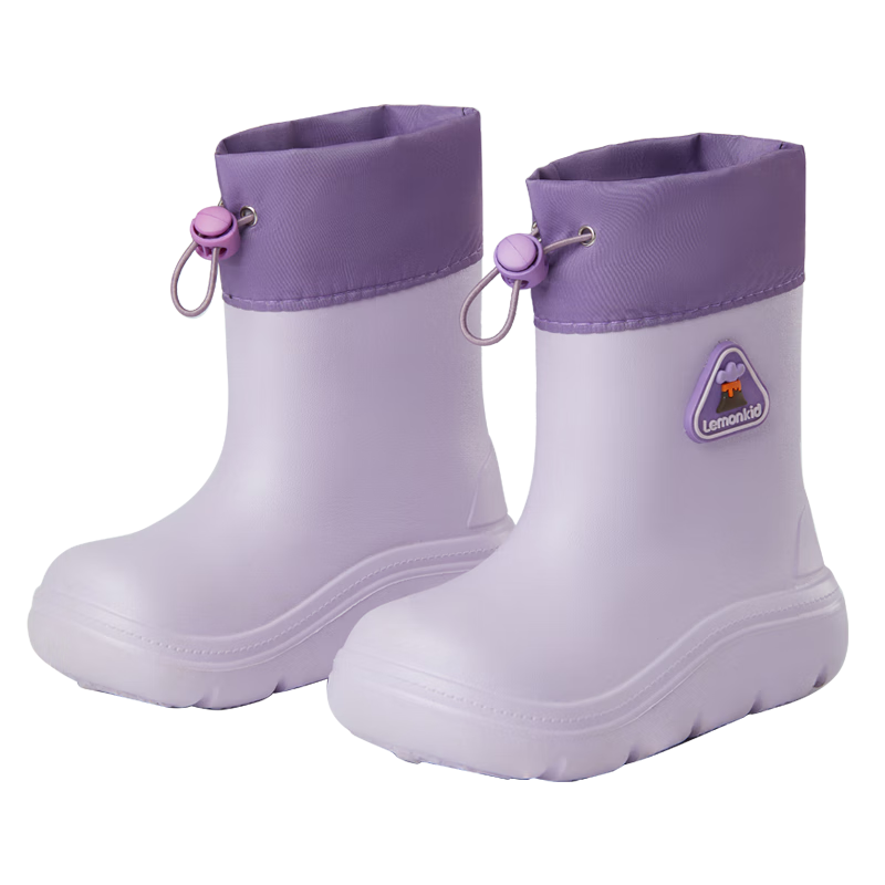 Lemonkid Children's Rain Boots for Boys And Girls, Waterproof Non-Slip School Shoes for Kids, Light Sand Purple, Size 30