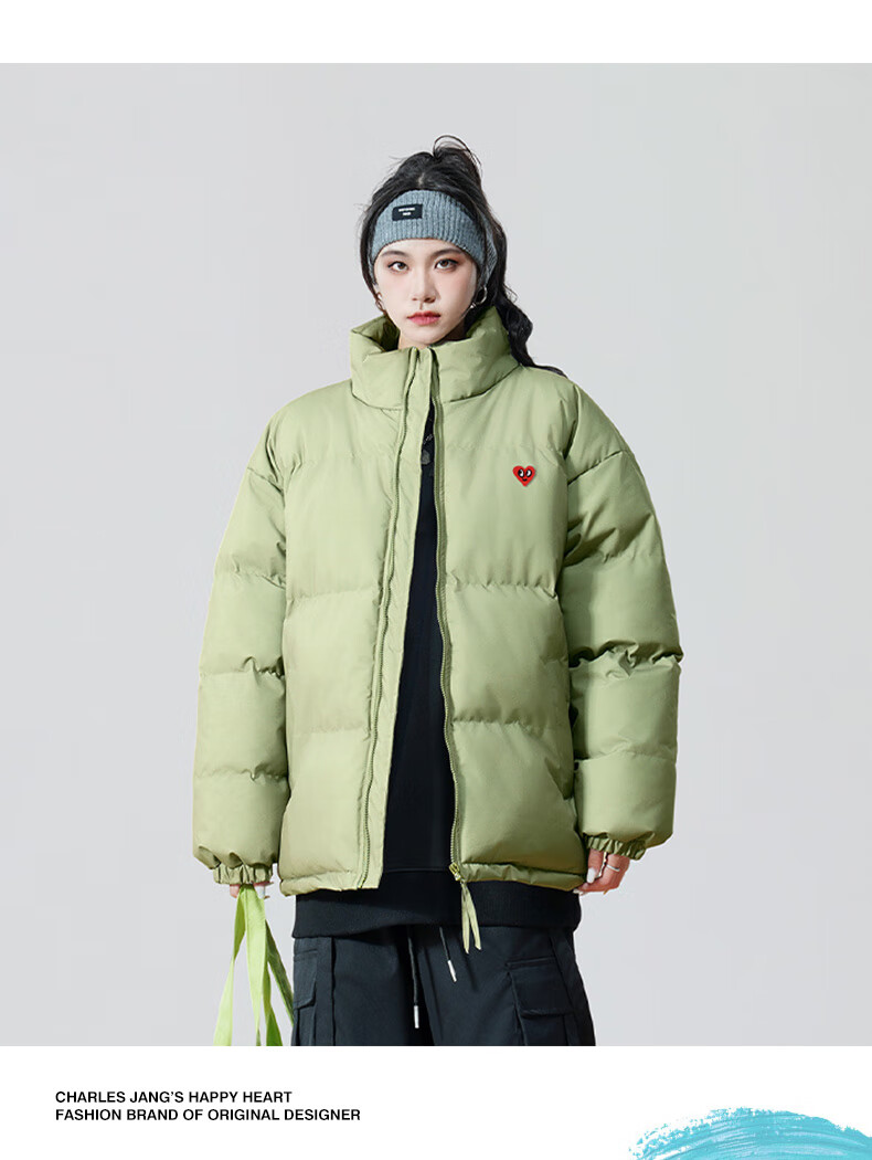 Chaersitaoxin [Wang Churan's Choice] Unisex Couple Matching Winter Thick Cotton Jacket Puffer Coat, Black, Size L 12