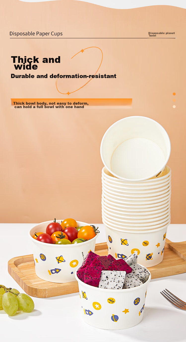 SHUANG YU Disposable Bowls, Thick Paper Bowls, 475ml*40 Pieces, Food-Grade Lunch Boxes, Picnic Boxes, Soup Bowls, Takeout Boxes 5