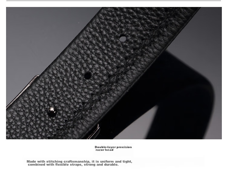 CROCODILE Top-Grain Leather Fashion Buckle Men's Belt Versatile Youth Waistband Birthday Gift for Boyfriend 3572 11