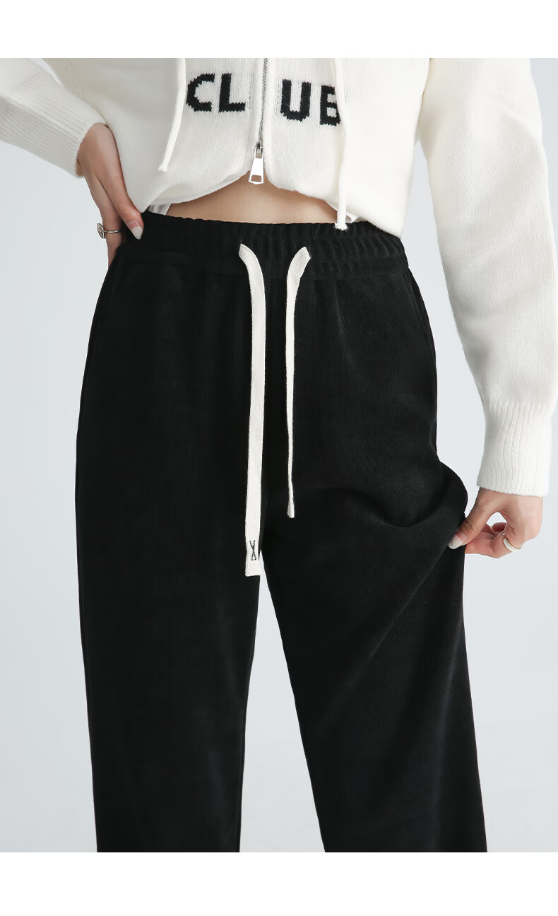Baleno Slim Straight-Leg Pants for Women, 2026 Spring And Autumn Warm Casual Leg-Lengthening Corduroy Wide-Leg Trousers 16
