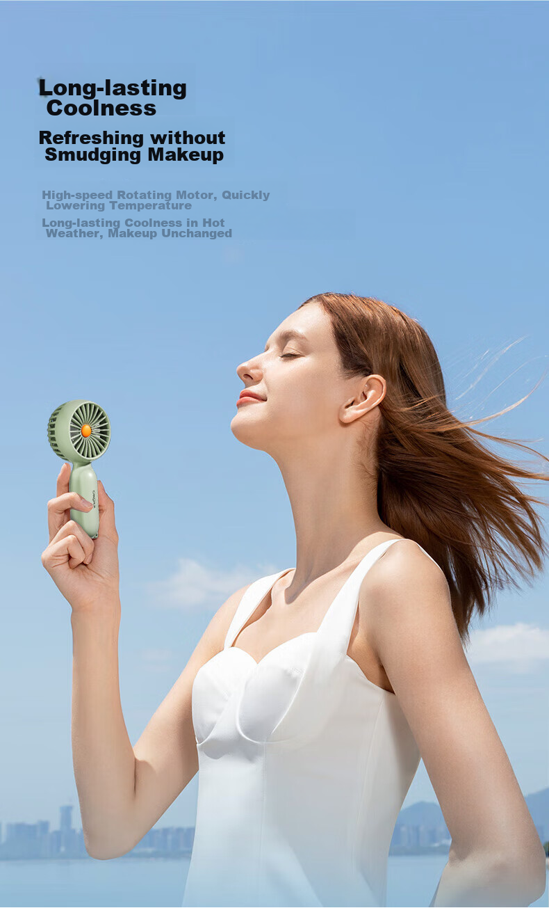 CangHua Handheld Mini Fan, Powerful Long-Lasting Battery Portable Rechargeable Fan, Quiet Compact Personal Fan for Students Children Babies Outdoor Electric Handheld Fan, Gree 3