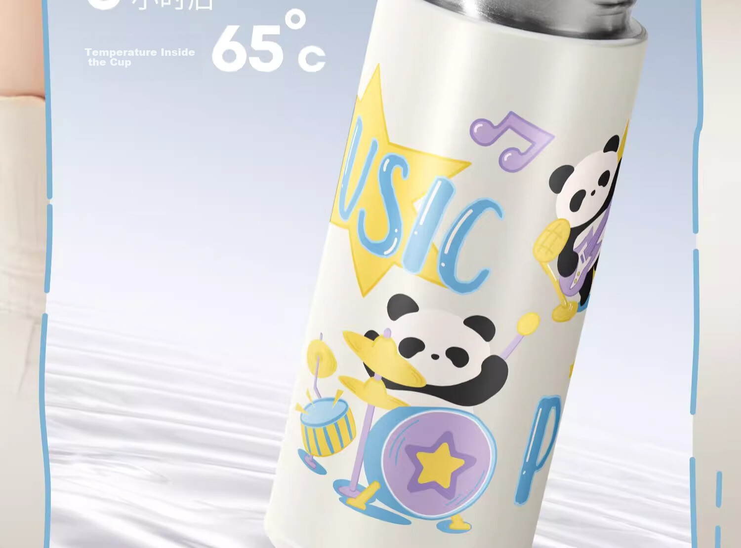 Scoornest Children's Insulated Cup with Straw, Direct Drinking Water Bottle, 316 Stainless Steel, for Primary School Students, Toddlers, Kindergarten Water Bottle - Panda Blue 9