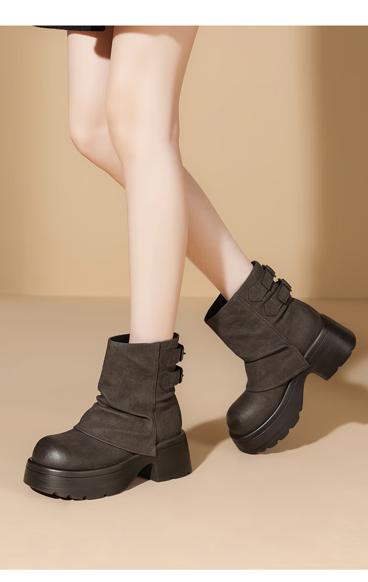 Josiny Platform Fashion Boots Women 2025 Autumn Winter New Stylish Mallard Short Boots British Style Martin Boots Yellow Brown Size 37 11