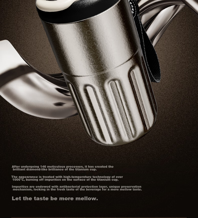 RELEA Pure Titanium Insulated Mug, Titanium Cup for Men And Women, Stylish Large Capacity Smart Coffee Cup Gift Box Water Bottle Birthday Present 3