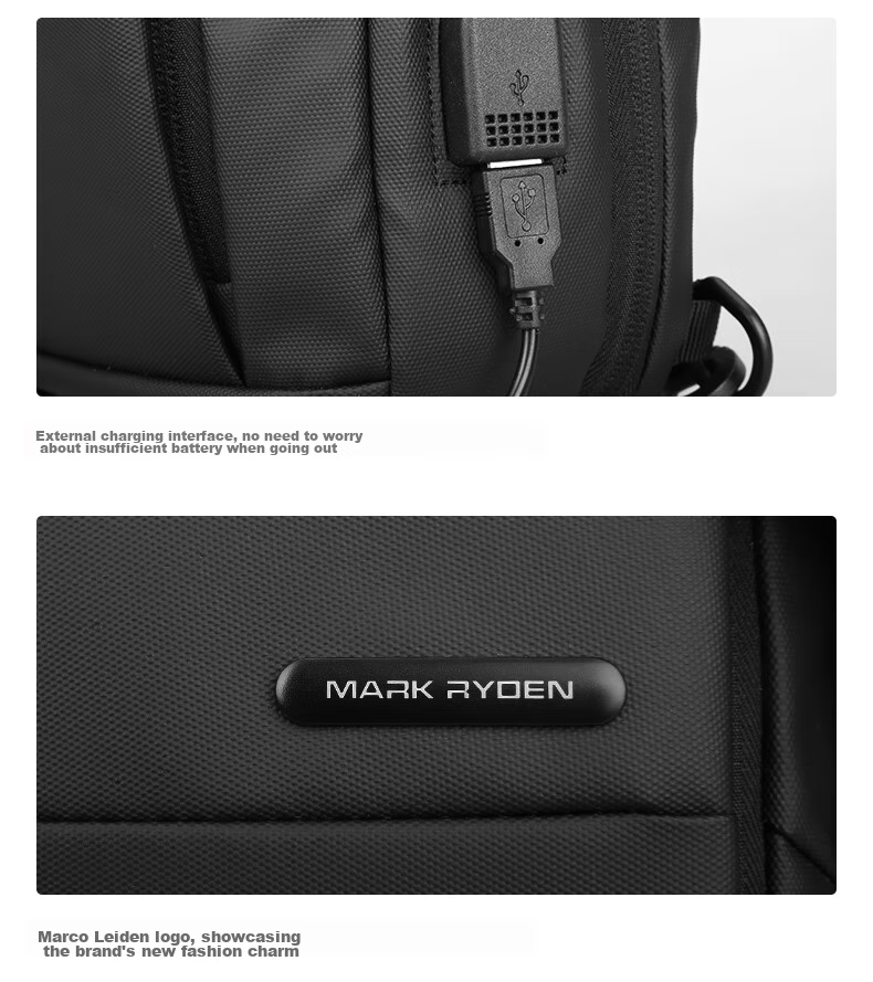 MARK RYDEN Backpack for Men, Multifunctional Briefcase, Business Casual Travel Bag MR9533 Upgraded Version in Elegant Black 20