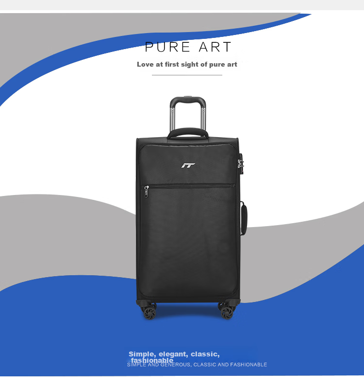 INTERNATIONAL TRAVELLER British IT Suitcase Check-In Luggage, Spinner Wheels, Ultra-Light Suitcase, 24-Inch Soft Fabric Case, 1191 Blue 2