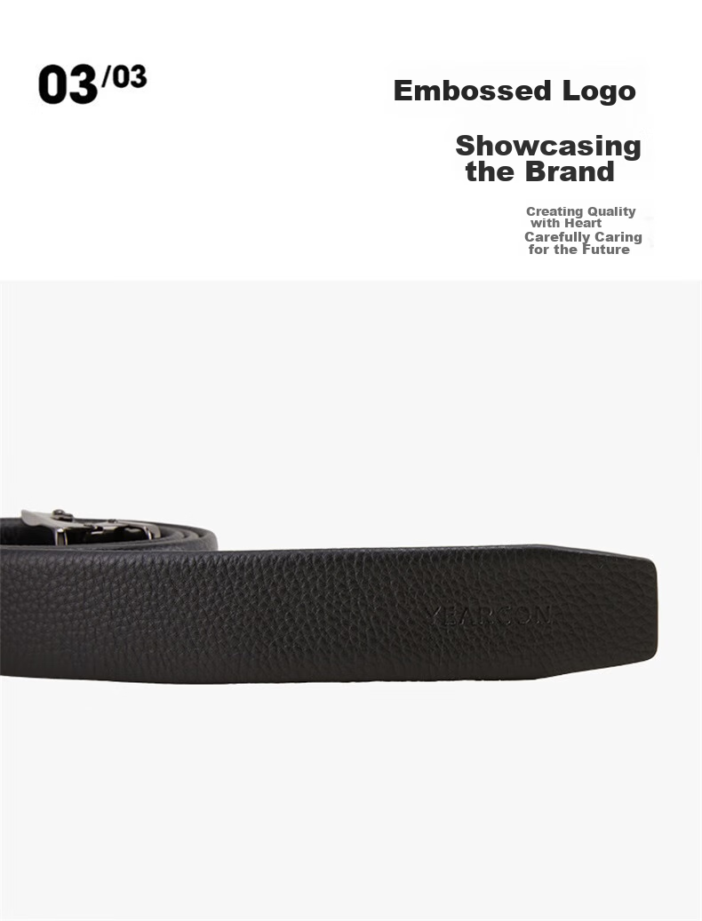 Yierkang, Gift for Boyfriend Or Father, Top-Grain Leather Automatic Buckle Belt, Trendy Suit Trouser Belt, Men's Leather Belt, Black 7