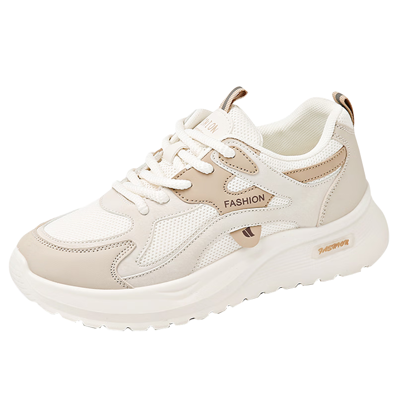CARTELO Women's Shoes Forrest Gump Shoes for Female Students, Running Sports Casual Sneakers Dad Shoes, 1551 Khaki, Size 39