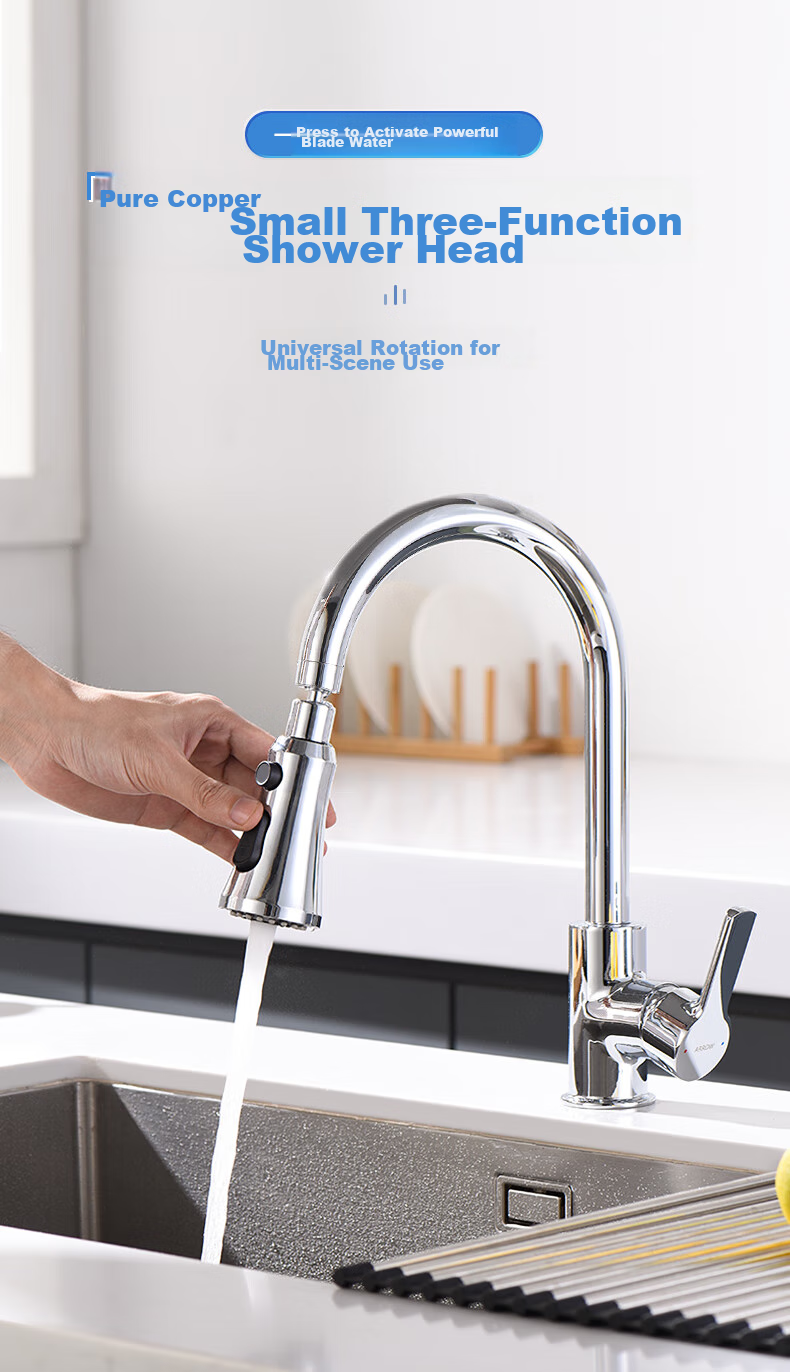 ARROW Faucet Extender Aerator, 360-Degree Rotating Anti-Splash Kitchen Sink Three-Outlet Extender 2