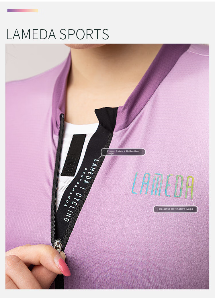 Lameda Women's Cycling Jersey, Long Sleeve, Spring And Summer Sun Protection, Breathable, Quick-Drying, Mountain And Road Bike Top, Cream White And Gray, Size L 4
