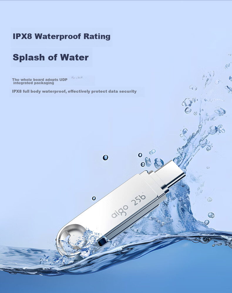 Aigo 64GB Type-C USB3.2 Mobile Flash Drive U322 Silver Read Speed 150MB/s Dual Interface for Both Phones And Computers 9