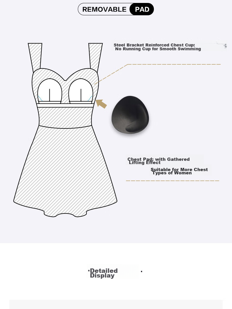 BALNEAIRE Little Black Dress Series One-Piece Swimsuit Dress Style Hot Spring Shaping Swimwear for Curvy Figures, Chlorine-Resistant 61447 2XL 8