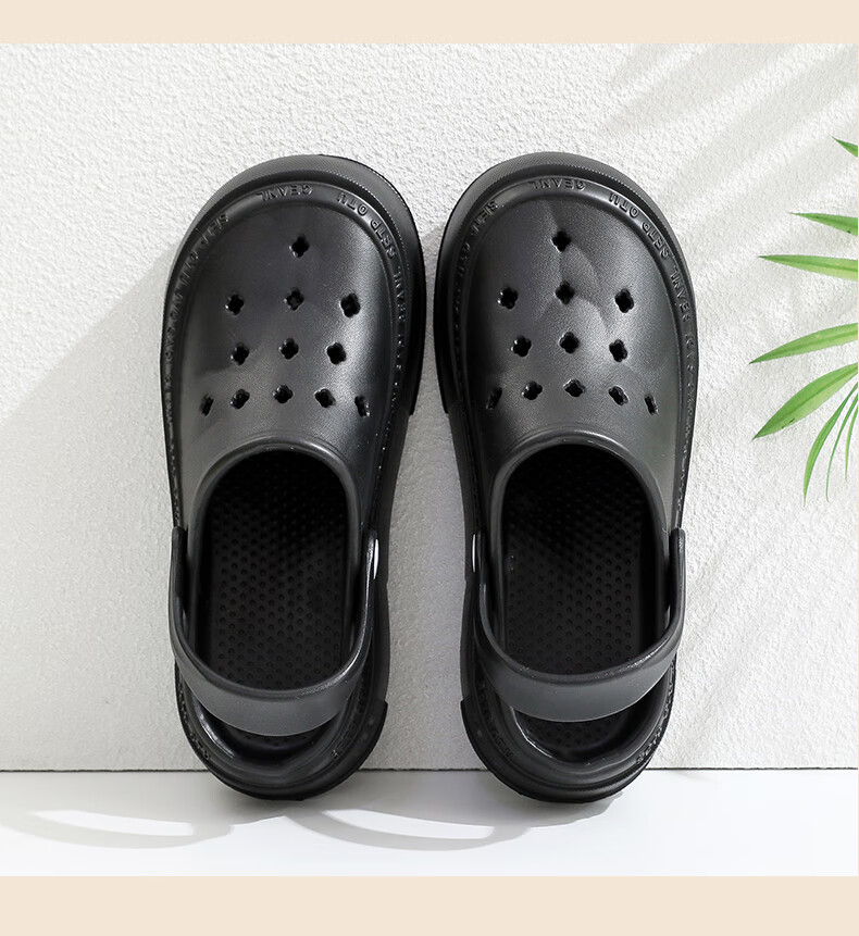 GUOLUOFEI Perforated Closed-Toe Slippers for Men, Outdoor Wear, Summer Thick-Soled Non-Slip Beach Sandals for Women, Khaki, Size 37-38 9