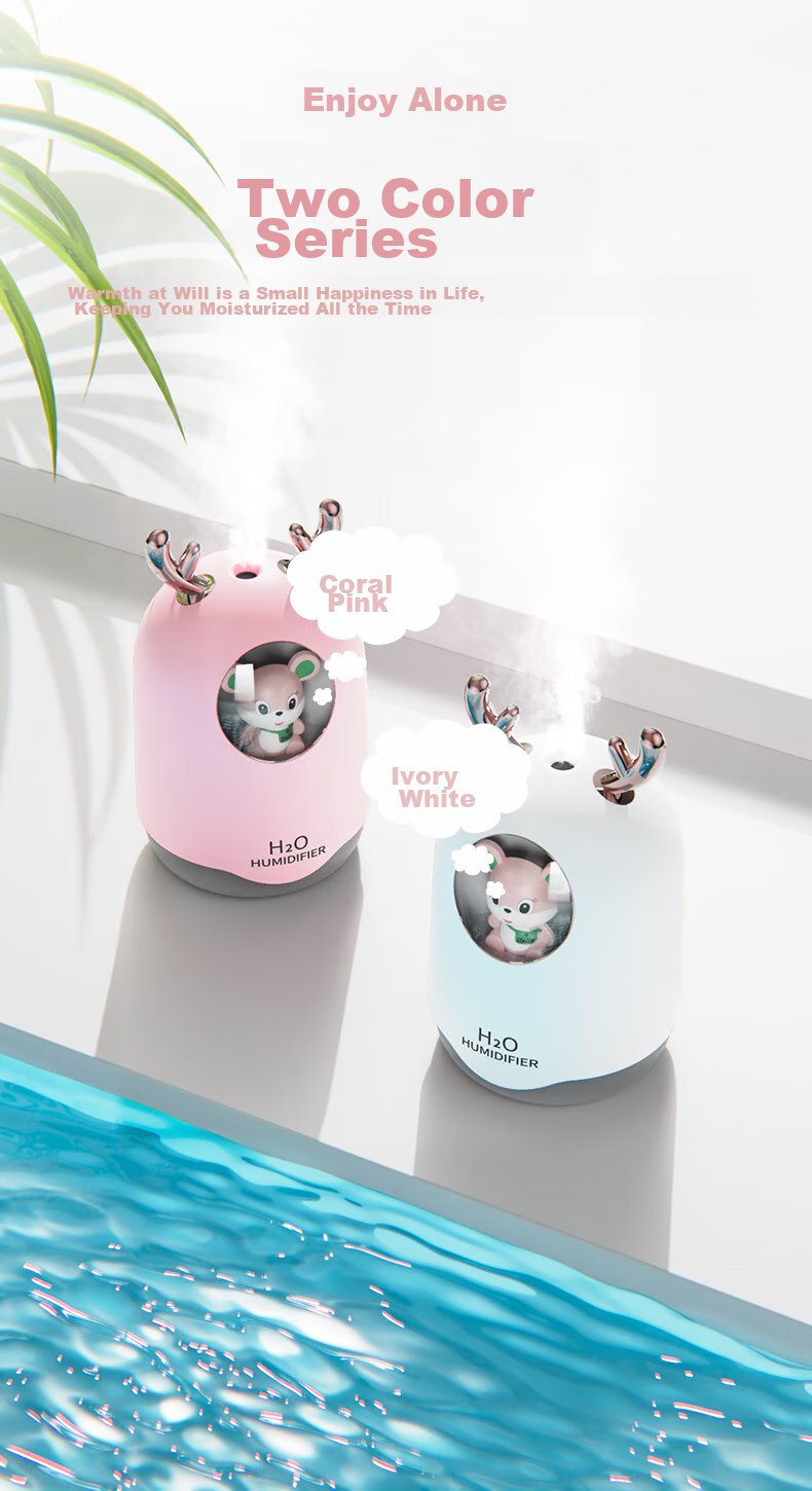 Kelleia USB Humidifier, Quiet Operation for Bedroom, Baby, Office Desk, Large Capacity, Smart Humidity Control, Dual Spray Heads, High Mist Output, Low Noise, Air Purification [Nanometer Atomization] 2