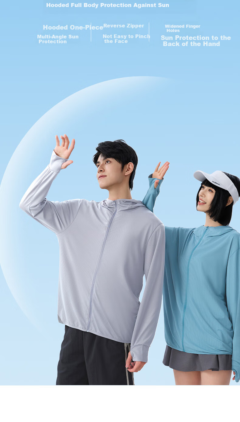 Baleno Sun Protection Jacket for Men And Women, Summer UPF50+ Lightweight Ice Silk Breathable Quick-Dry Hooded Coat, Commuter Long-Sleeve Jacket 7