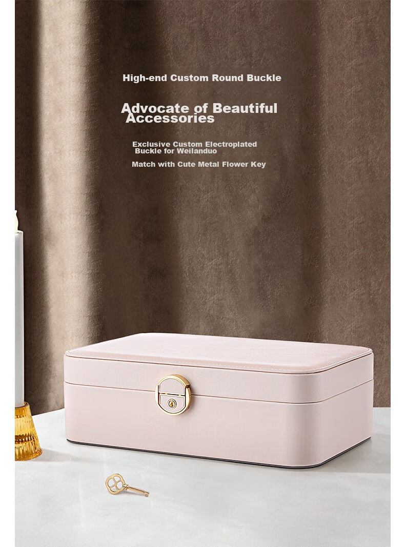 VLANDO Portable Double-Layer Lockable Jewelry Box, Travel Anti-Oxidation Earring Necklace Storage Box, High-End Luxury Mid-Autumn Festival Gift 4