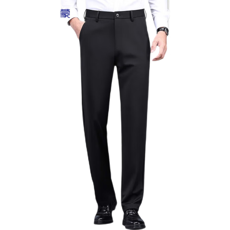 ROMON Elastic Shape-Retaining Casual Pants Men's Business Straight-Leg Sports Work Pants Wrinkle-Resistant Suit Trousers for Young and Middle-Aged Men