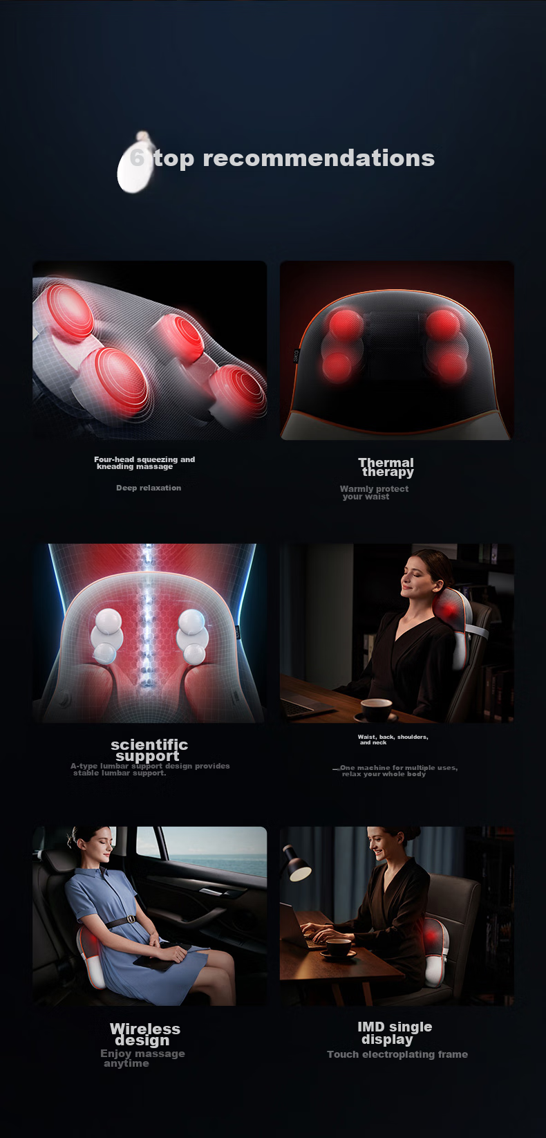 SKG Waist Massager T5, Seat Cushion Back Support, Massage Device with Heat Therapy, Forward And Reverse Kneading, for Waist, Neck, Legs, Full Body, Practical Birthday Gift for Elders, Boyfriends, Girlfriends 4