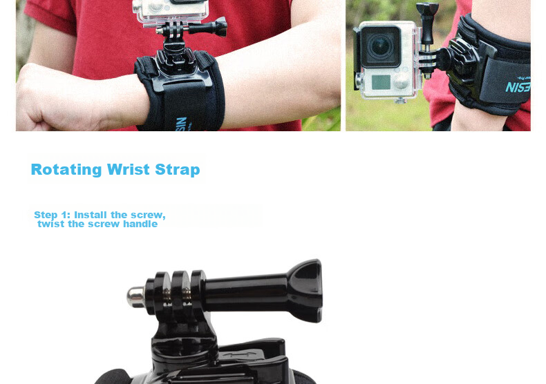 TELESIN Compatible Wrist Strap for GoPro, DJI Action 4/3 Wristband, Insta360 Action Camera Wrist Mount, Handheld Stabilizer for Shooting 9