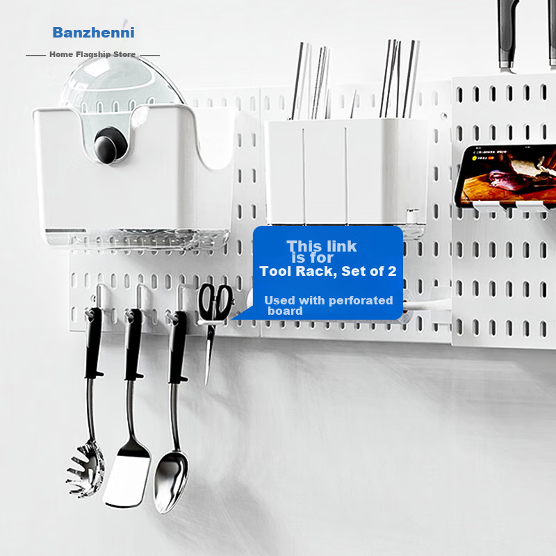 Banzheni Pegboard, No Drilling Required, Entryway Storage Table, Desktop Book And Clothes Rack, Wall-Mounted Kitchen Hooks, Storage Cabinet Accessories, Customized Set