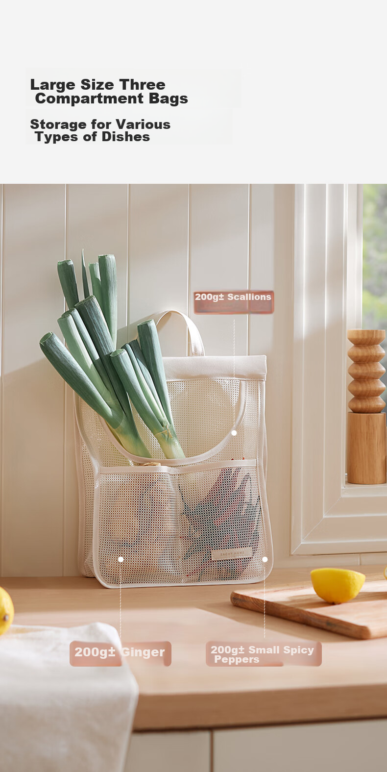 EACHY Onion, Ginger And Garlic Storage Bag Hanging Mesh Pocket Wall-Mounted Kitchen Vegetable Breathable Multifunctional Storage Bag Small Size 7