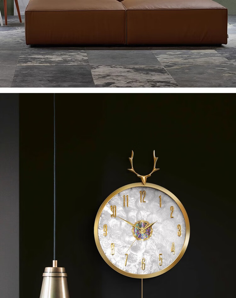 Timess Wall Clock for Living Room, Home Use, Automatic Time Synchronization, Radio-Controlled Clock, Shell Deer Head Design, 36cm 19