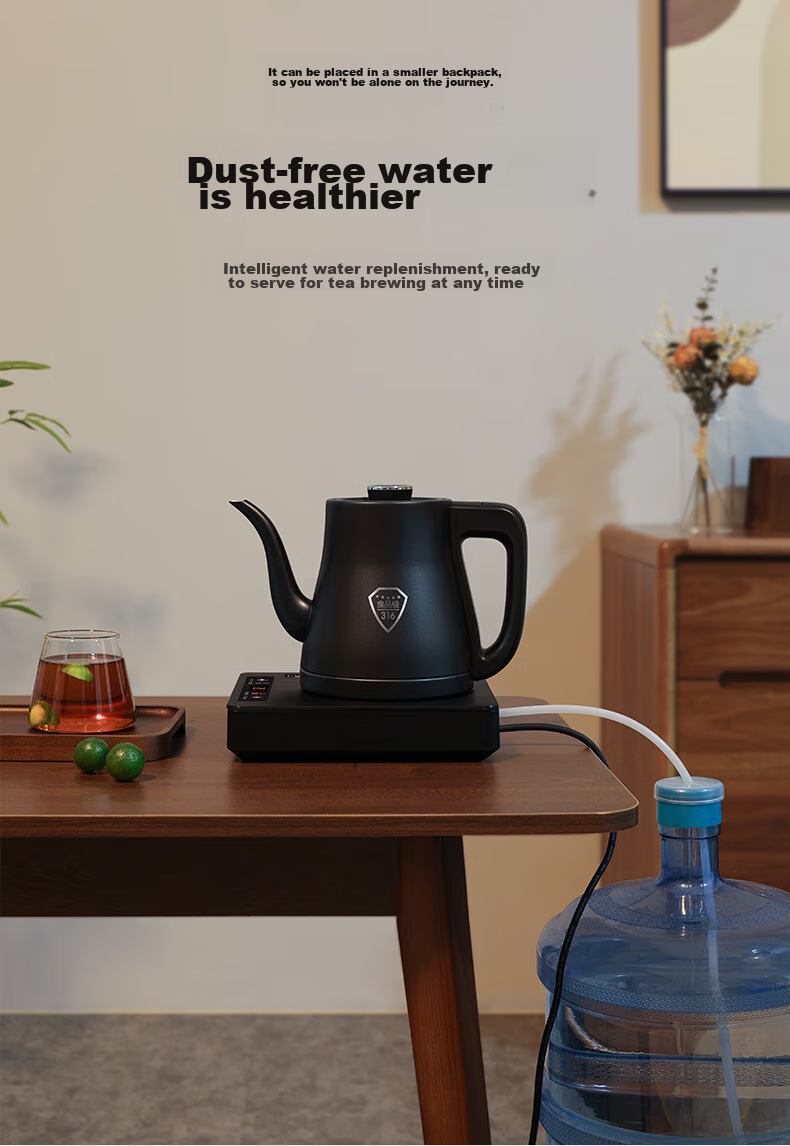 FUNORK Fully Automatic Electric Kettle with Tea Tray, Water Boiler, Specialized All-In Tea Table, Tea Set, Electric Tea Stove, Titanium Gray Handle, Single Burner 2