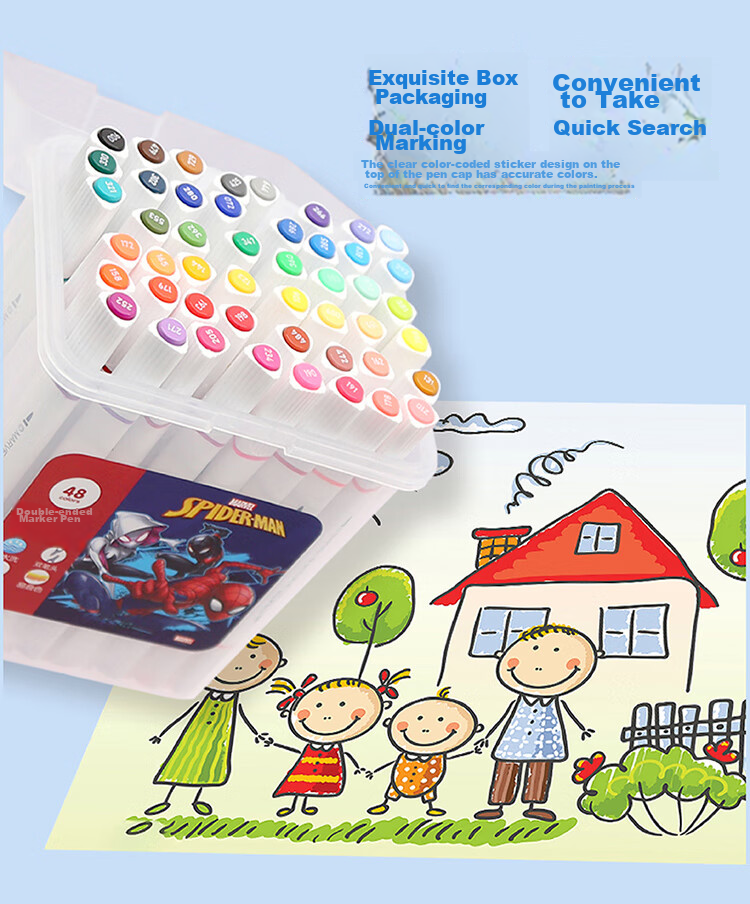 Disney 36-Color Dual-Tip Markers for Students And Children's Art, Drawing Pens, Birthday Gift, Spider-Man Watercolor Markers 2
