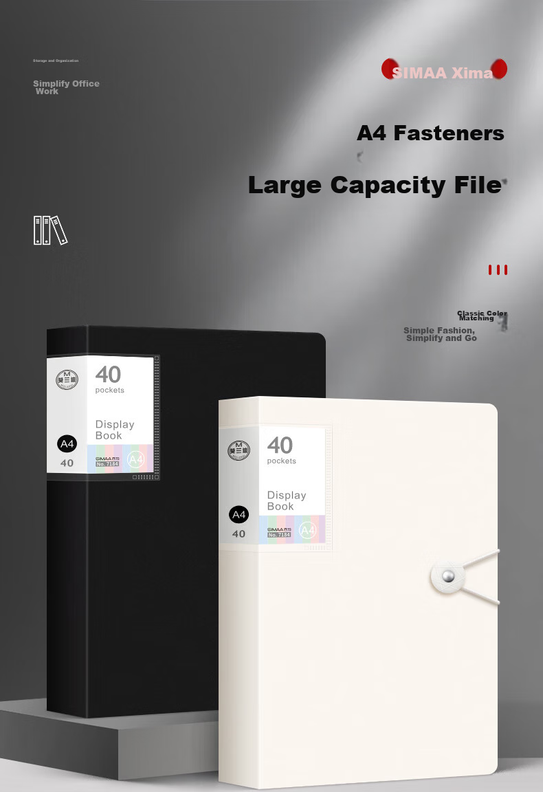 SIMAA A4/40-Page Document Folder [Upgraded Buckle Version], Multi-Layer Exam Paper Storage Bag for Students, File Folder with Prenatal Checkup Report Insert Pages, Bright Moon White, 22479 1
