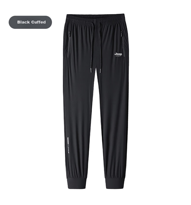 JEEP SPIRIT Casual Pants, Summer Ice Silk Quick-Dry Outdoor Versatile Sports Breathable Loose-Fitting Trousers, Gray Straight Leg, 2XL 23