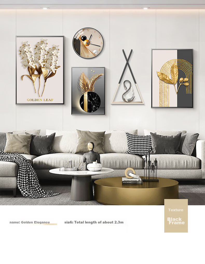 JIJUANJI Nordic Style Living Room Decorative Painting, Light Luxury Sofa Background Wall Art, Creative Combination Wall Hanging 11