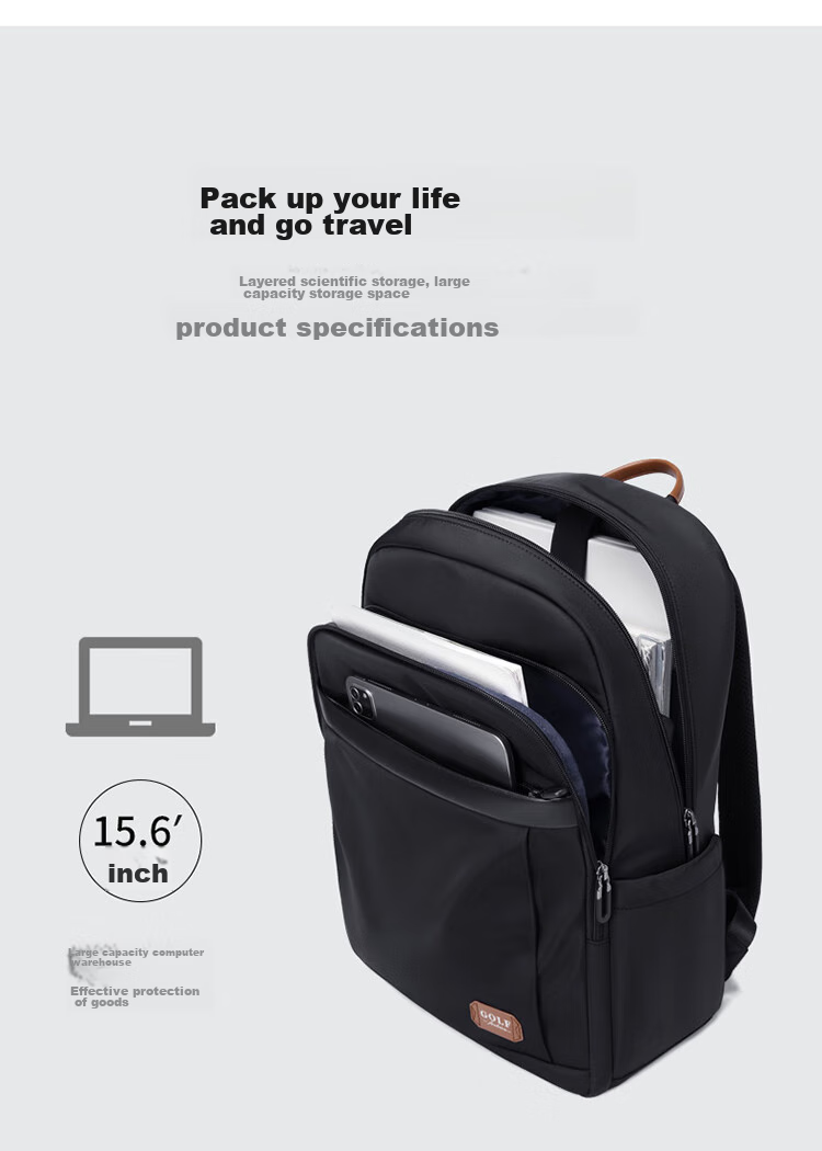 GOLF Laptop Backpack for Men, 15.6/16 Inch Notebook Bag, Contrasting Color Handheld Business Travel Schoolbag 9