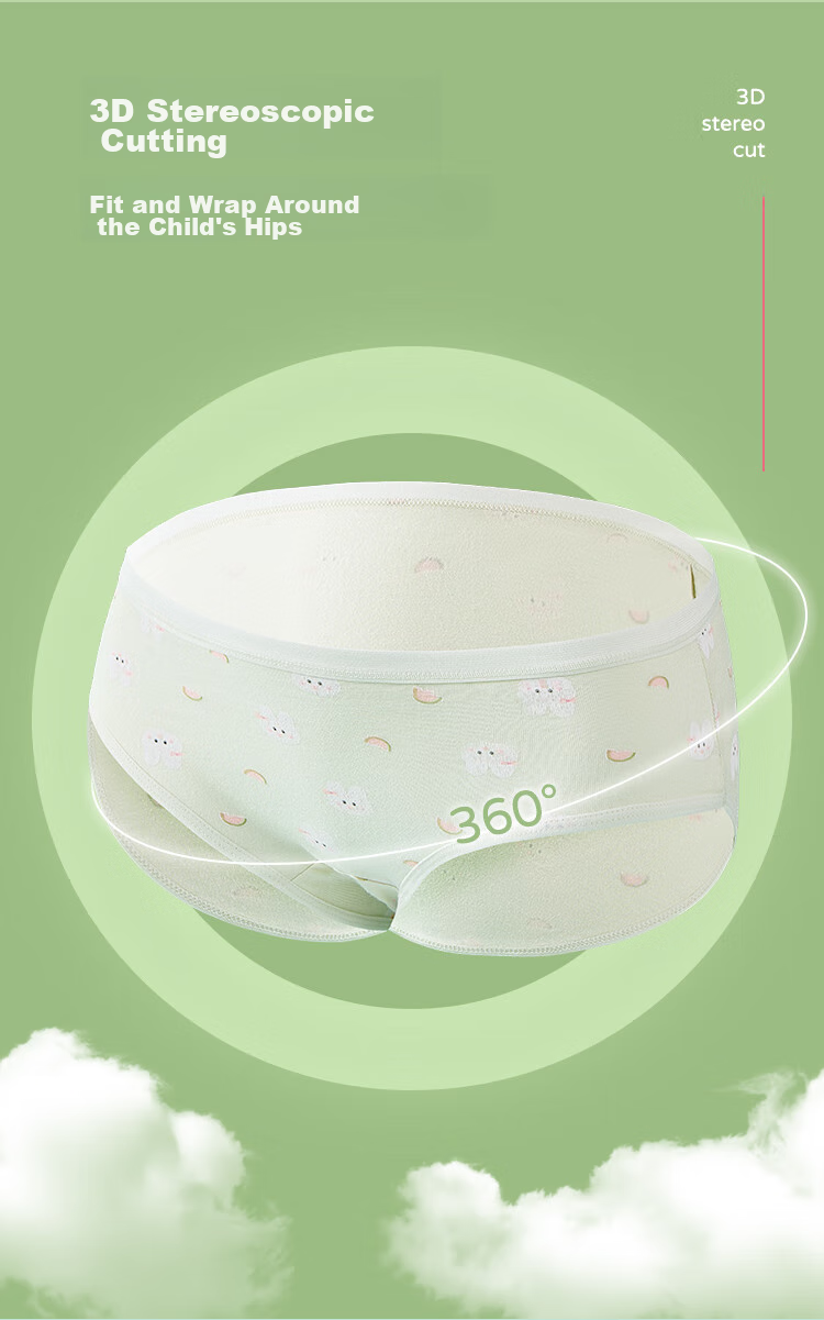 LangSha Children's Underwear, Girls' Antibacterial Triangle Panties, for Young And Older Girls, Green Rabbit Design, Size 160 5