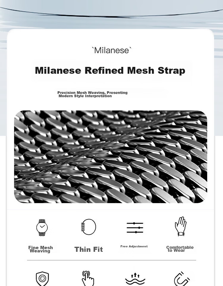 ESCASE Stainless Steel Magnetic Watch Strap Compatible with KeepB4B4Lite Watch, 16mm Universal Milanese Loop, Quick Release, Anti-Slip, Breathable, Suitable for Men And Wome 2