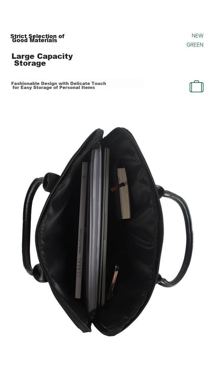 TANGO Office Supplies Handbag/conference Bag/business Bag/document Bag/laptop Bag/briefcase, Waterproof with Compartment, Leather, Exquisite Business Bag, Black 5