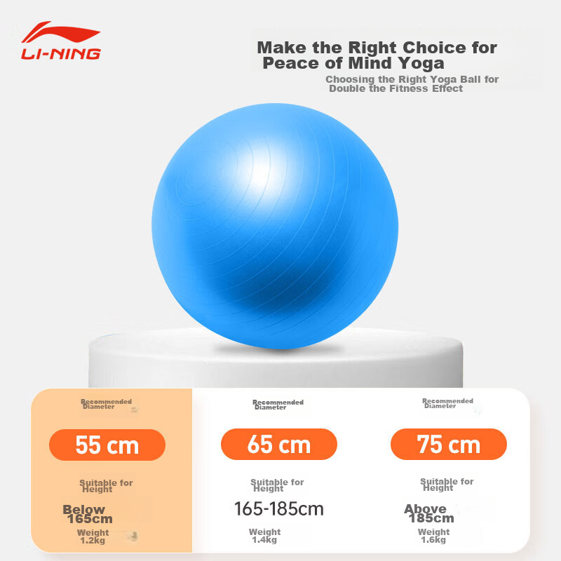 Li-Ning Yoga Ball, Squatting Aid, Baby Soothing Tool, Fitness Equipment for Adults And Pregnant Women, Sensory Integration Training, Thickened Professional Anti-Burst Non-Slip Ball 11