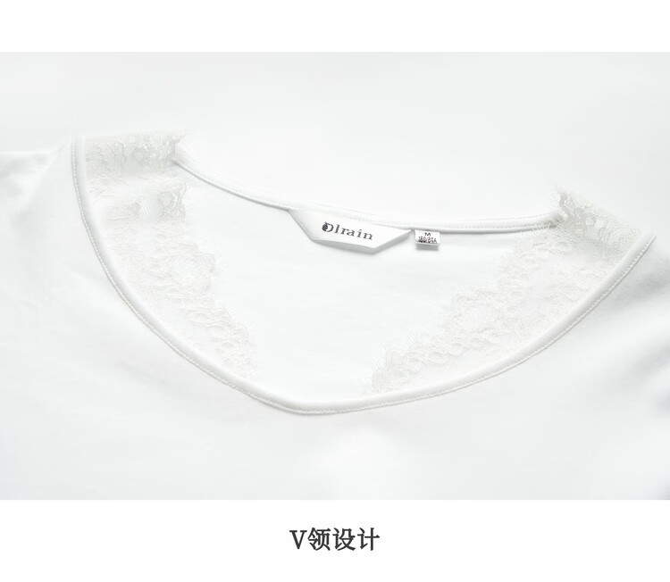Oulain V-Neck T-Shirt for Women, Spring 2025 New French-Inspired Lace Long-Sleeve Top, White, Size M 16