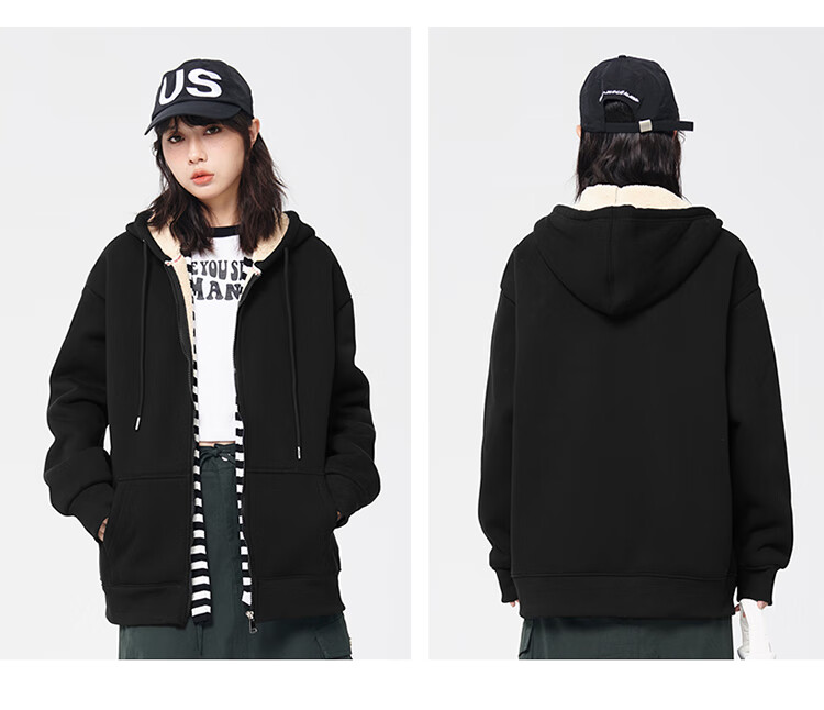 Jeanswest Hooded Sweatshirt for Women, Spring And Summer Zip-Up Cardigan, Loose-Fitting Simple Korean Style Casual Sports Jacket, Milk White, Size M 9