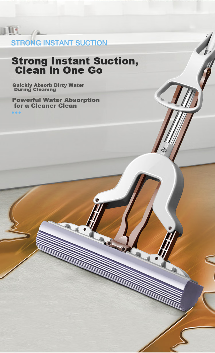 BEKAHIQ Double-Row Roller Mop, 27cm, 1 Head, Household All-In No-Hand Washing, 2026 Lazy Mop, Sponge Absorbent 3