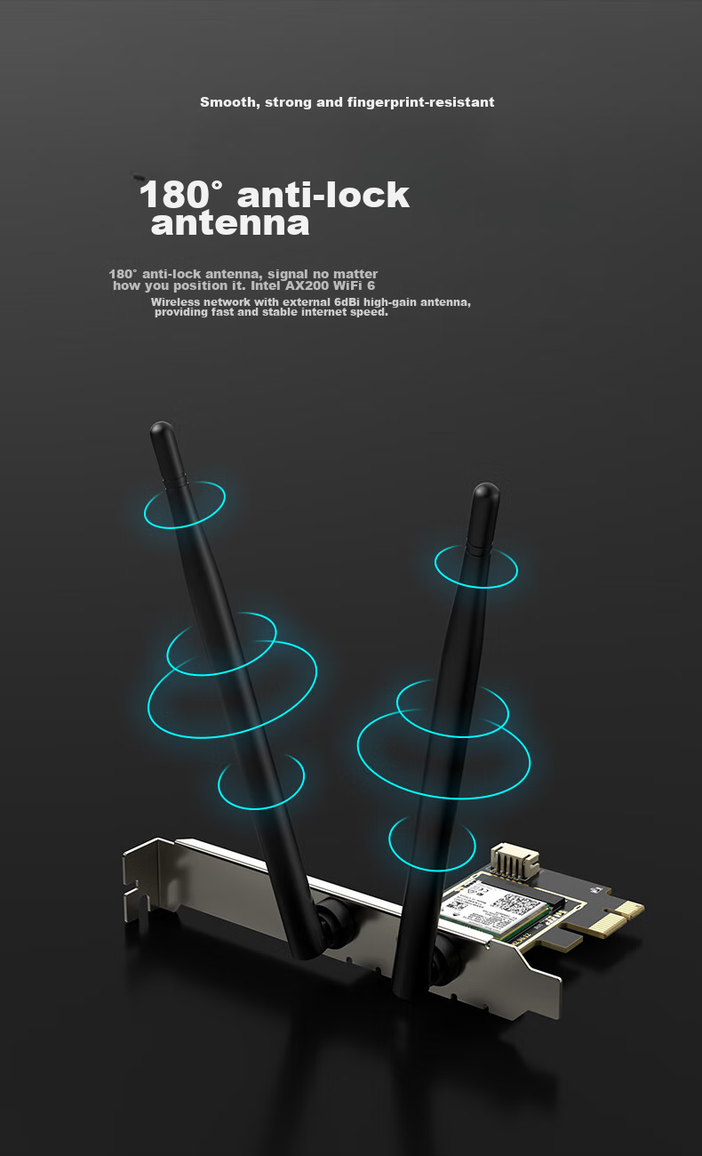 EDUP Intel AX200 Gigabit PCIe Wireless Network Card, Desktop Computer WIFI6 Receiver, Gaming PC Internal, 5G Dual-Band 3000M Bluetooth 5.2, EP-AX200LS 11