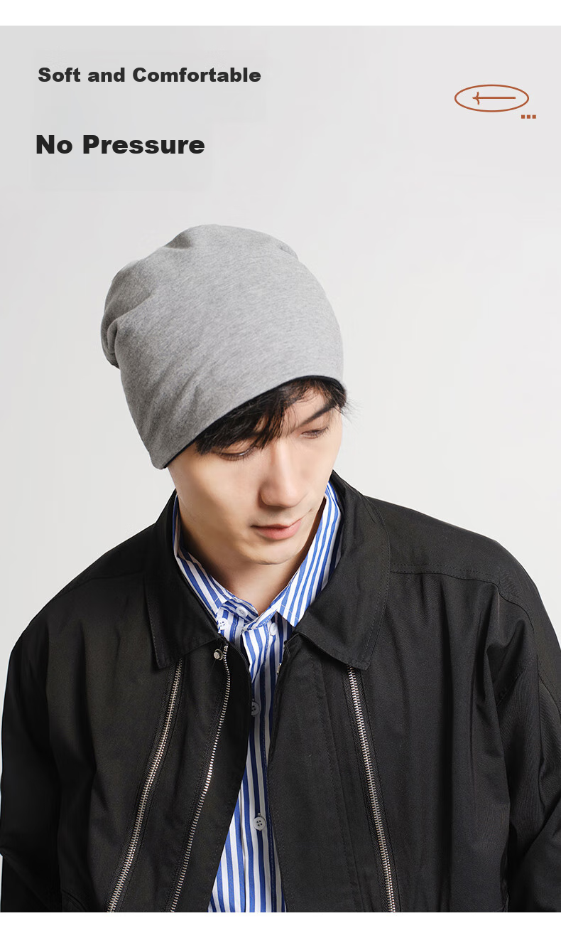 CACUSS Women's Spring Autumn Pullover Hat Fashion Patchwork Knit Beanie Headwrap Maternity Postpartum Air Conditioning Hat Ink Black 4