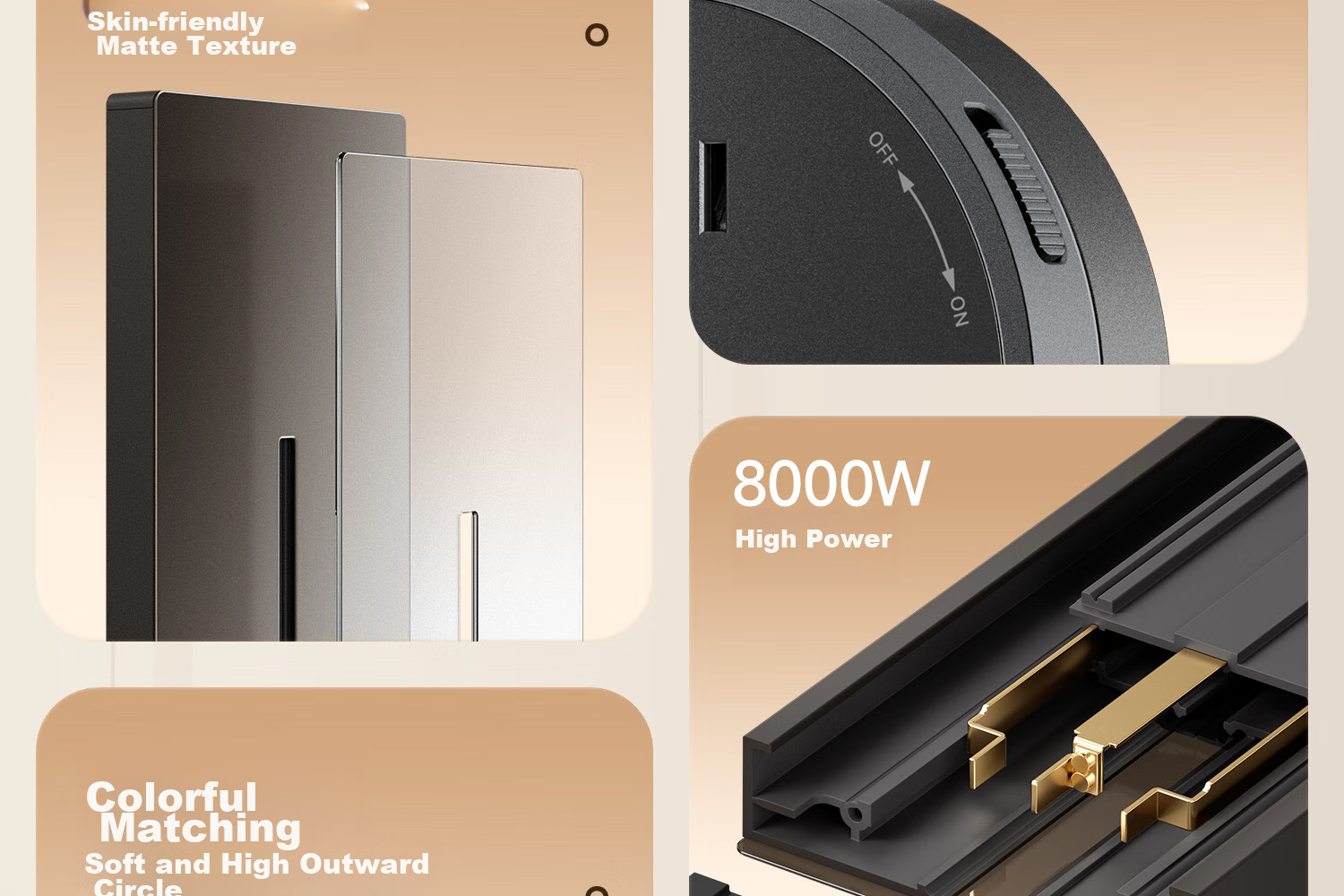 Shidun Track Socket, Surface-Mounted Movable Sliding Rail Socket, Dining Cabinet Kitchen No-Drilling Track Switch Socket, 50cm + 3 Five-Hole Sockets, Black Coffee Color 5