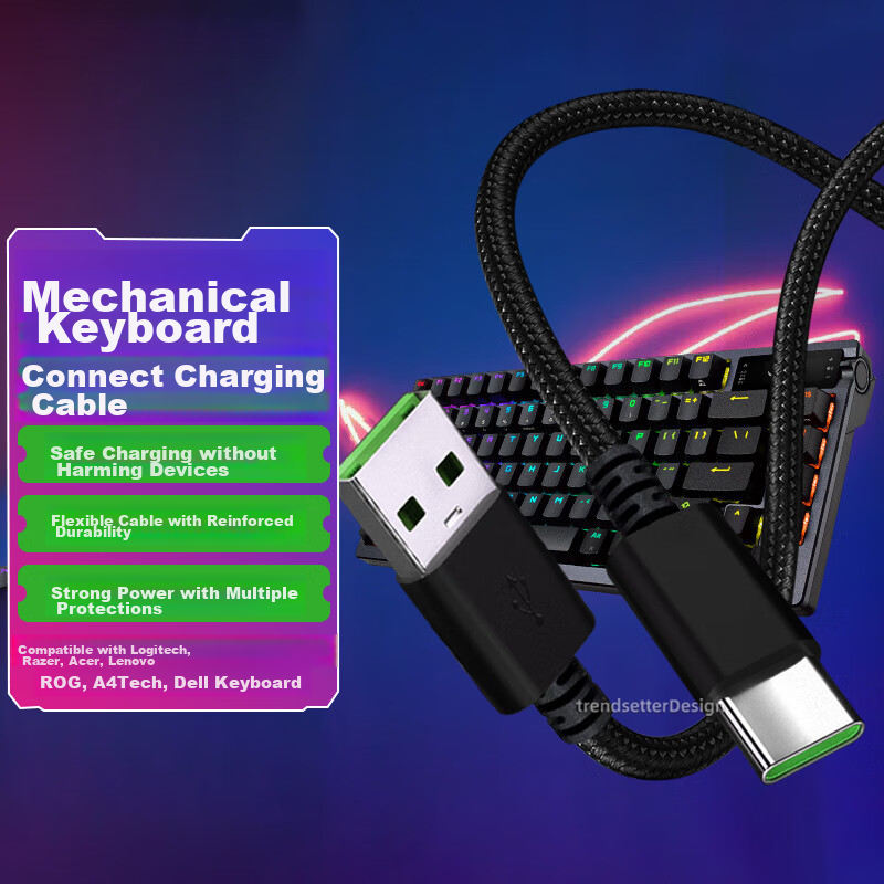 Chaofan Mechanical Keyboard Cable, Type-C Charging Cable, Suitable for Aishitou Fe87, Macro, Hynix VGN, Wolf Spider, Daulou RK, Fankoo, Logitech, Razer ROG, Lenovo Data Cable