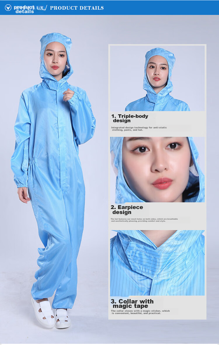 Zhierkang Antistatic Coverall Dust-Proof Suit, One-Piece Hooded Clean Room Suit for Men And Women, Clean Room Workshop Paint Spray Workwear, Customizable, White 4XL 7