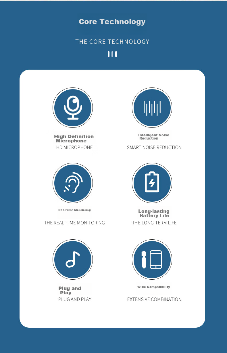 Masentek AP003 Wireless Lavalier Microphone, Douyin Live Streaming Online Class Microphone Recorder, Compatible with Apple Android Type-C Phones Computers 3.5mm Cameras 3