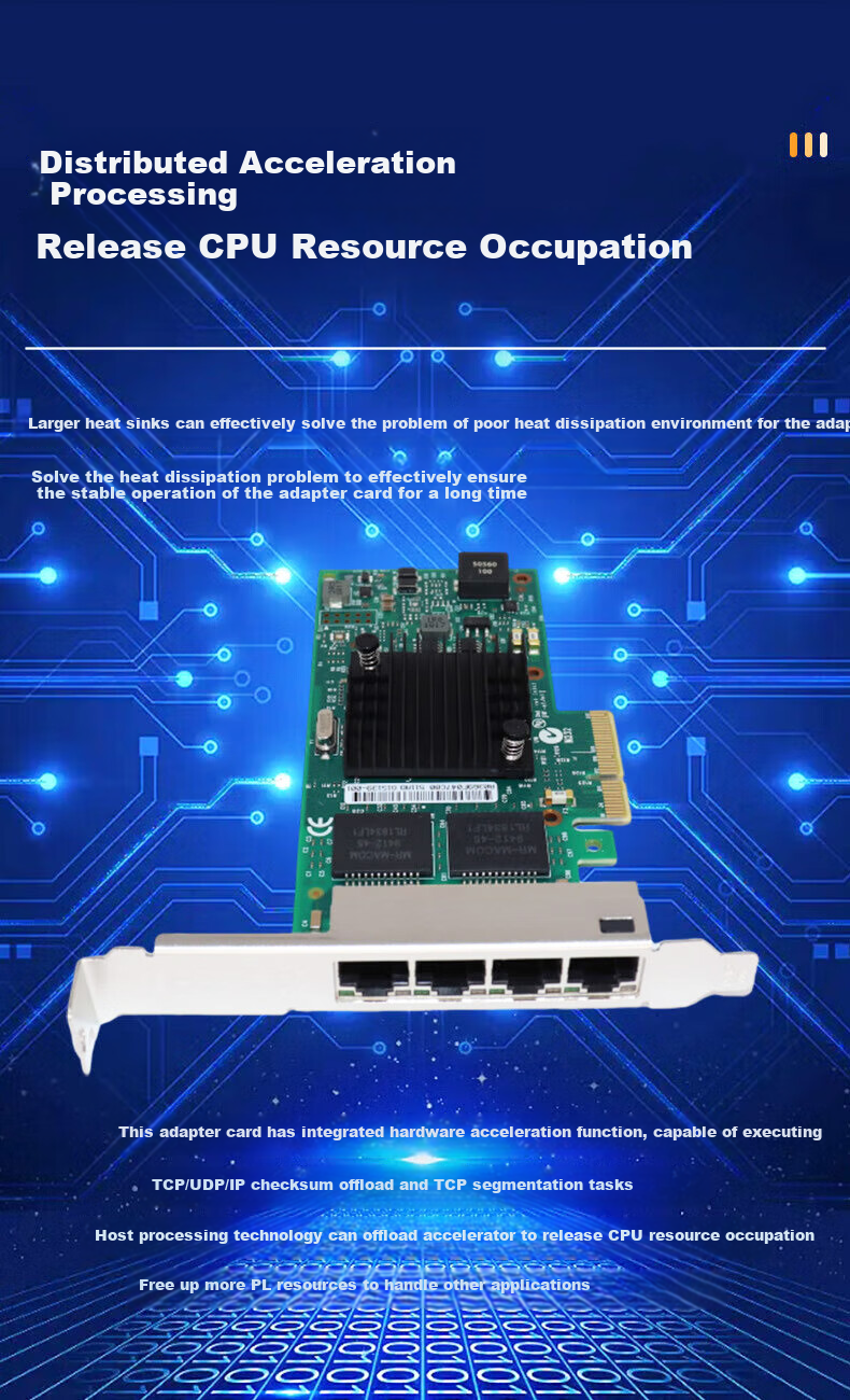 PERCKO X4 Quad Gigabit Ethernet Card I350-T4, Intel I350AM4 Chip, PCI-E X4 Server Network Card, Compatible with I350-T2 Machine Vision Industrial Camera 4